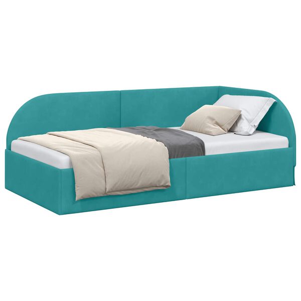 vidaXL Estrutura de Cama de Canto Turquesa 90 cm x 200 cm