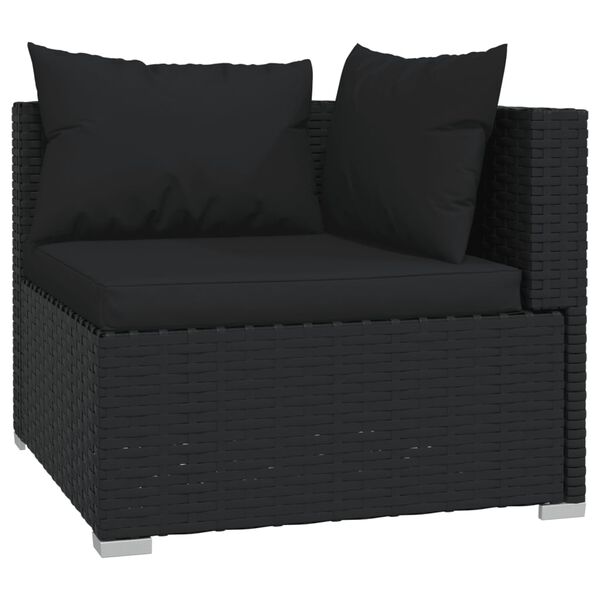 vidaXL 4 pcs conjunto lounge de jardim c/ almofadões vime PE preto