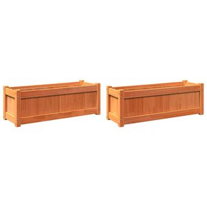 vidaXL Vasos/floreiras de jardim 2 pcs pinho maci&ccedil;o castanho cera