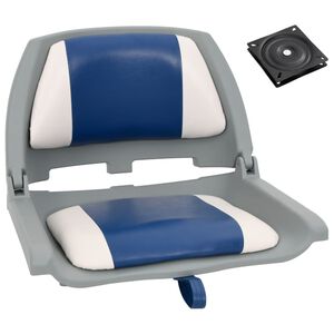 vidaXL 2 pcs conj. assento de barco dobr&aacute;vel com almofada azul/branco