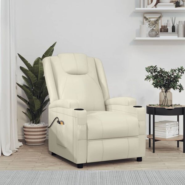 vidaXL Poltrona de massagens el&eacute;trica couro artificial branco