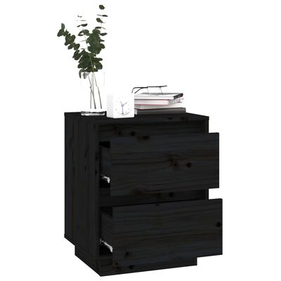 vidaXL Mesa de cabeceira 40x35x50 cm madeira de pinho maciça preto