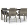 vidaXL 5 pcs conjunto de jantar p/ jardim c/ almofad&otilde;es vime PE cinza