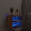 vidaXL M&oacute;vel parede p/ TV c/ luzes LED 30x28,5x30cm carvalho castanho