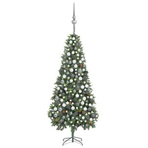 vidaXL &Aacute;rvore Natal artificial pr&eacute;-iluminada c/ bolas e pinhas 210 cm