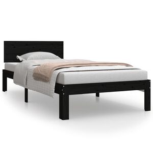 vidaXL Estrutura de cama 90 x 200 cm madeira de pinho maci&ccedil;a preto