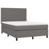 vidaXL Cama box spring c/ colch&atilde;o/LED 140x190cm couro artificial cinza