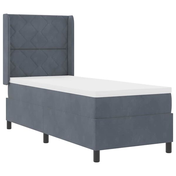vidaXL Cama Box com colch&atilde;o Cinza Escuro 80 x 200 cm Veludo