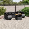 vidaXL 8 pcs conjunto sof&aacute;s de jardim com almofad&otilde;es vime PE preto