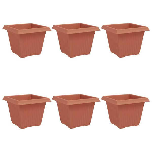 vidaXL Vaso Quadrado para Flores 6 pcs Vermelho Tijolo Pl&aacute;stico