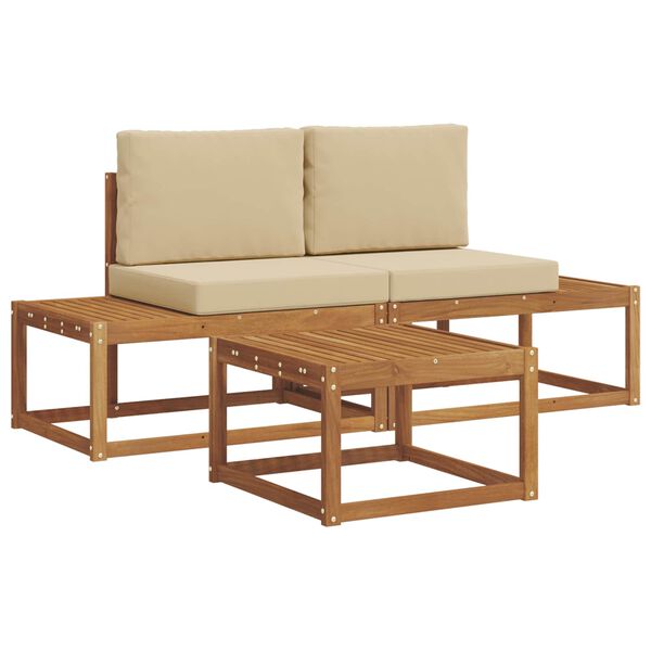 vidaXL Conjunto de Sof&aacute;s para Exterior com almofada 3 pcs Natural