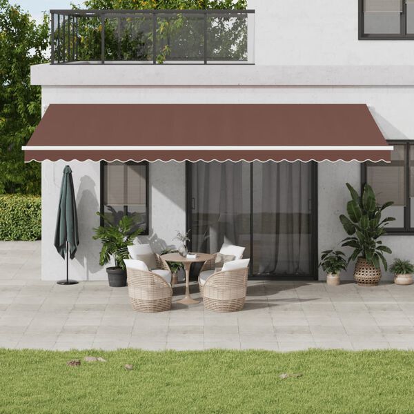 vidaXL Toldo retr&aacute;til autom&aacute;tico com luz LED 600x350 cm castanho