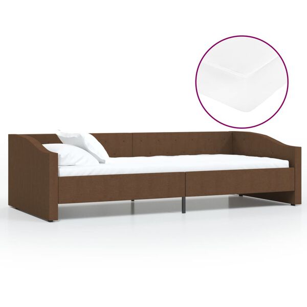 vidaXL Sof&aacute;-cama + colch&atilde;o e sa&iacute;da USB 90x200cm tecido castanho-escuro