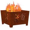 vidaXL Fire Pit Castanho 60 x 60 x 40 cm A&ccedil;o