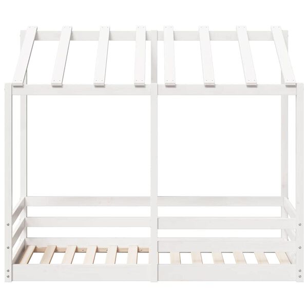 vidaXL Cama infantil com telhado 80x160 cm pinho maci&ccedil;o branco