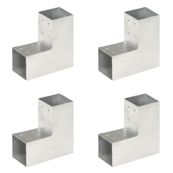 vidaXL Bases para poste em forma de L 4 pcs 81x81 mm metal galvanizado