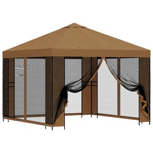 vidaXL Gazebo de Jardim com Laterais 3 x 3 m Bege Poli&eacute;ster e A&ccedil;o 190