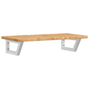 vidaXL Prateleira de parede p/ lavat&oacute;rio a&ccedil;o/madeira carvalho maci&ccedil;a