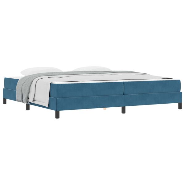 vidaXL Cama Box com colch&atilde;o Azul Escuro 200 x 220 cm tecido
