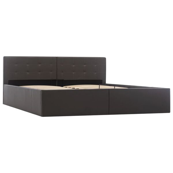 vidaXL Cama hidr&aacute;ulica c/ arruma&ccedil;&atilde;o 160x200cm couro artificial cinza