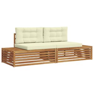 vidaXL Conjunto de Sof&aacute;s para Exterior com almofada Natural e Creme