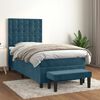 vidaXL Cama com molas/colch&atilde;o 100x200 cm veludo azul-escuro