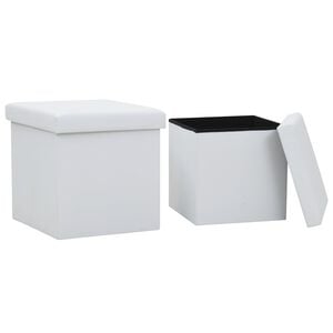 vidaXL Bancos de arruma&ccedil;&atilde;o dobr&aacute;veis 2 pcs couro artificial branco