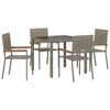 vidaXL Conjunto de Jantar para Jardim 5 unid. Cinzeto vime PE