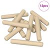 vidaXL Dowels de madeira 12 pcs Castanho &Oslash;8 x 50 mm Madeira maci&ccedil;a