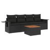 vidaXL 5 pcs conjunto sof&aacute;s de jardim com almofad&otilde;es vime PE preto