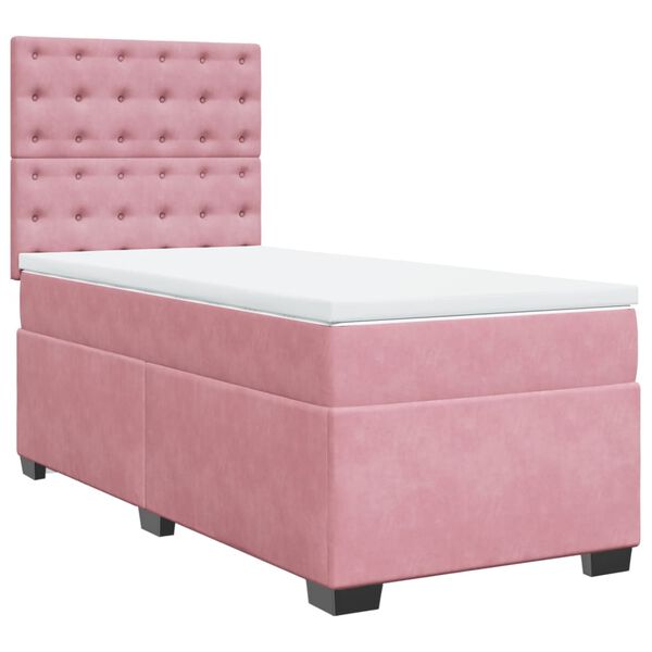 vidaXL Cama com molas/colch&atilde;o 100x200 cm veludo rosa