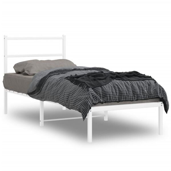 vidaXL Estrutura de cama com cabeceira 80x200 cm metal branco