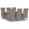 vidaXL 7 pcs conjunto de jantar p/ jardim c/ almofad&otilde;es vime PE cinza