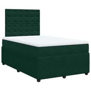 vidaXL Cama boxspring com colch&atilde;o 120x190 cm veludo verde-escuro