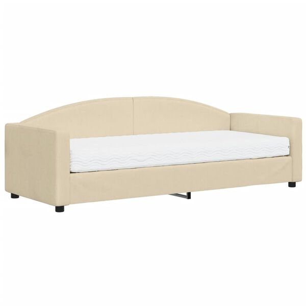 vidaXL Sofá-cama com colchão 80x200 cm tecido cor creme