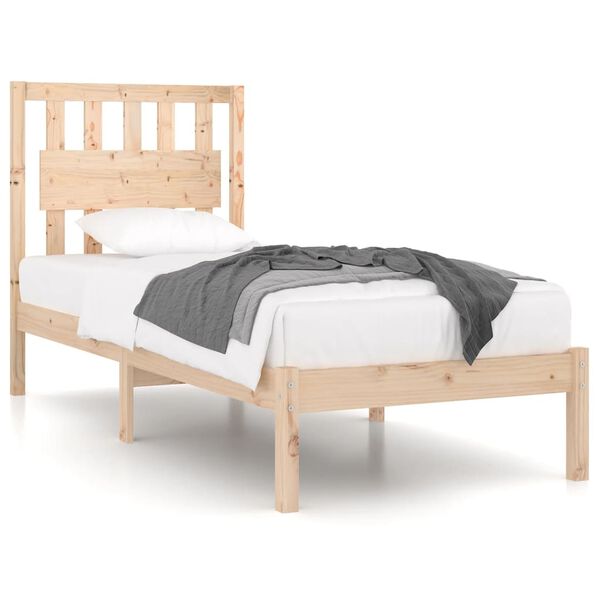 vidaXL Estrutura de cama solteiro 90x190 cm pinho maci&ccedil;o