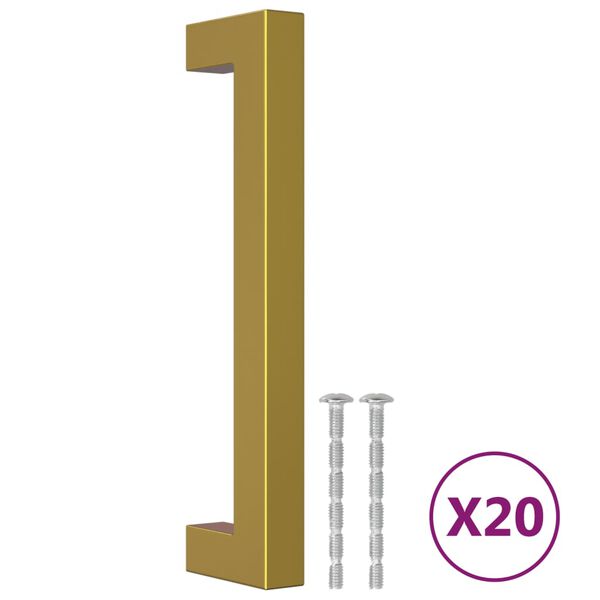 vidaXL Puxadores para m&oacute;veis 20 pcs 128 mm a&ccedil;o inoxid&aacute;vel dourado