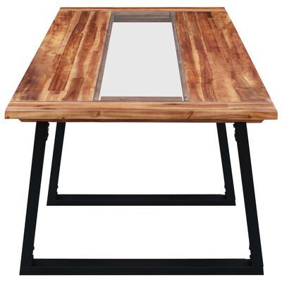 vidaXL Mesa de jantar 180x90x75 cm madeira de acácia maciça e vidro