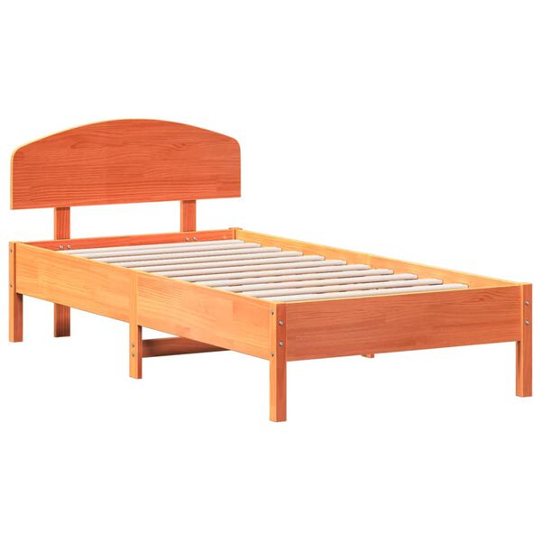 vidaXL Cama sem colch&atilde;o 90x190 cm madeira de pinho maci&ccedil;a castanho-mel