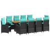 vidaXL Conjunto de Jantar para Exterior 11 unid. Preto e Turquesa