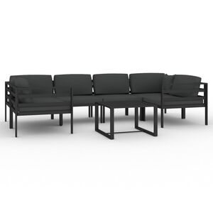 vidaXL 7 pcs conjunto lounge jardim com almofad&otilde;es alum&iacute;nio antracite