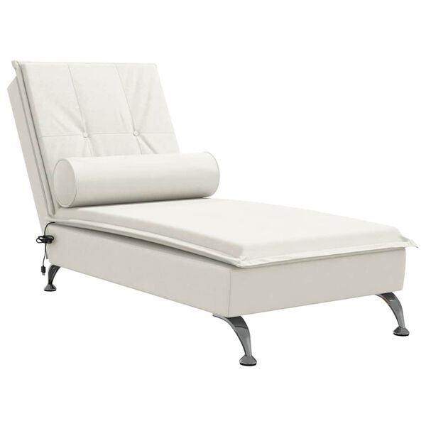 vidaXL Chaise lounge de massagem com rolo veludo creme