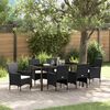 vidaXL Conjunto de Jantar para Jardim com almofada 7 pcs Preto vime PE
