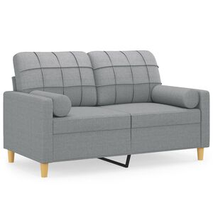 vidaXL Sof&aacute; 2 lugares + almofadas decorativas 120cm tecido cinza-claro