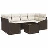 vidaXL Conjunto de Sof&aacute;s 7 unid. Marrom e Creme vime PE
