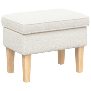 vidaXL Pufe para os P&eacute;s Creme 55 x 35 x 41 cm Boucl&eacute;