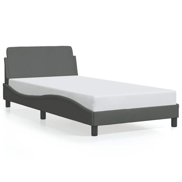 vidaXL Estrutura de cama Dover 100x200 cm tecido cinzento-escuro