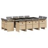 vidaXL 13 pcs conj. jantar jardim c/ almofad&otilde;es vime PE bege misturado