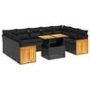 vidaXL 10 pcs conjunto sof&aacute;s de jardim c/ almofad&otilde;es vime PE preto