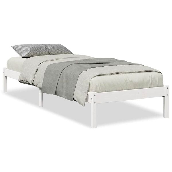 vidaXL Cama extra longa sem colch&atilde;o 100x210 cm pinho maci&ccedil;o branco